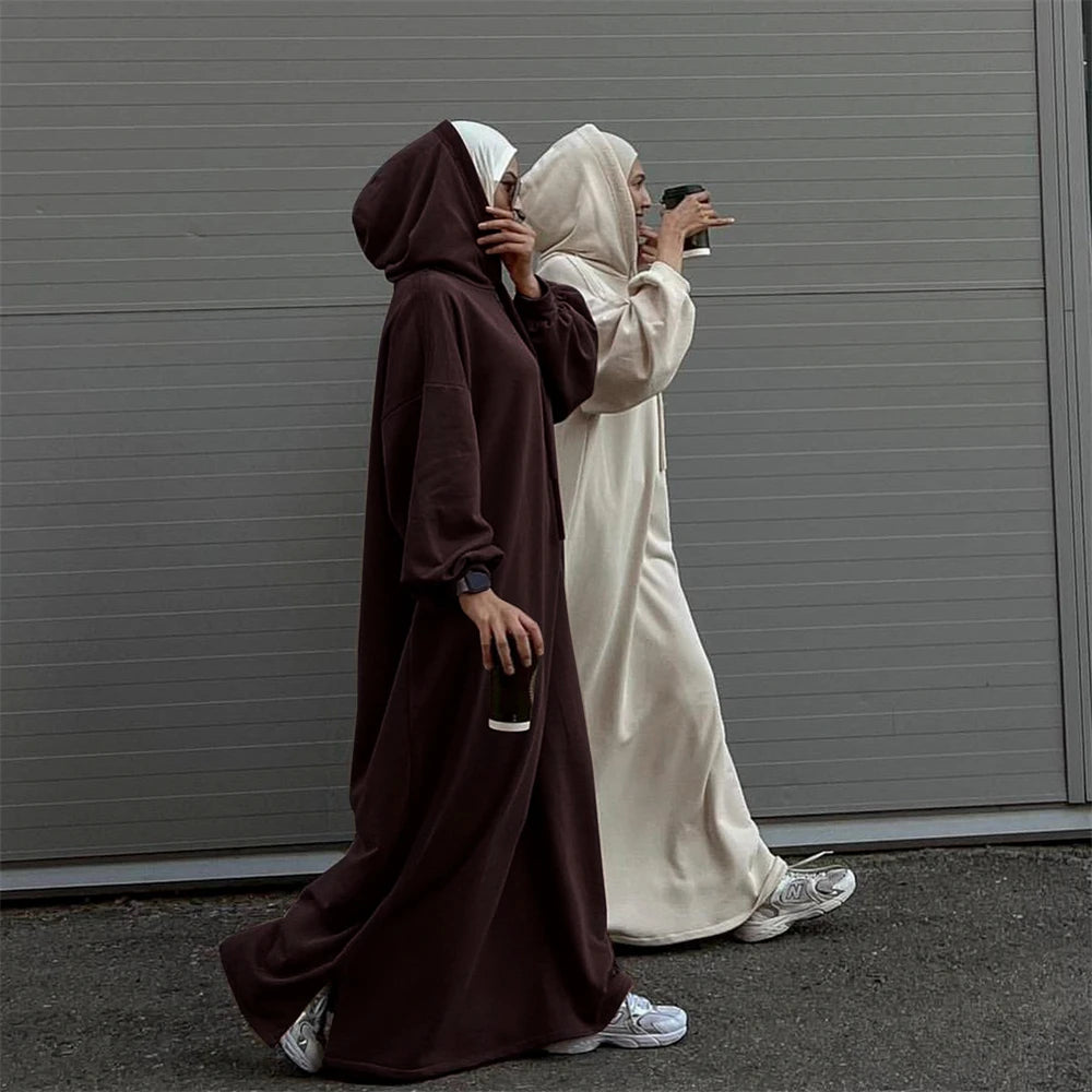 Ramadan Hoodie Abaya – Soft Jersey Pullover Prayer Robe