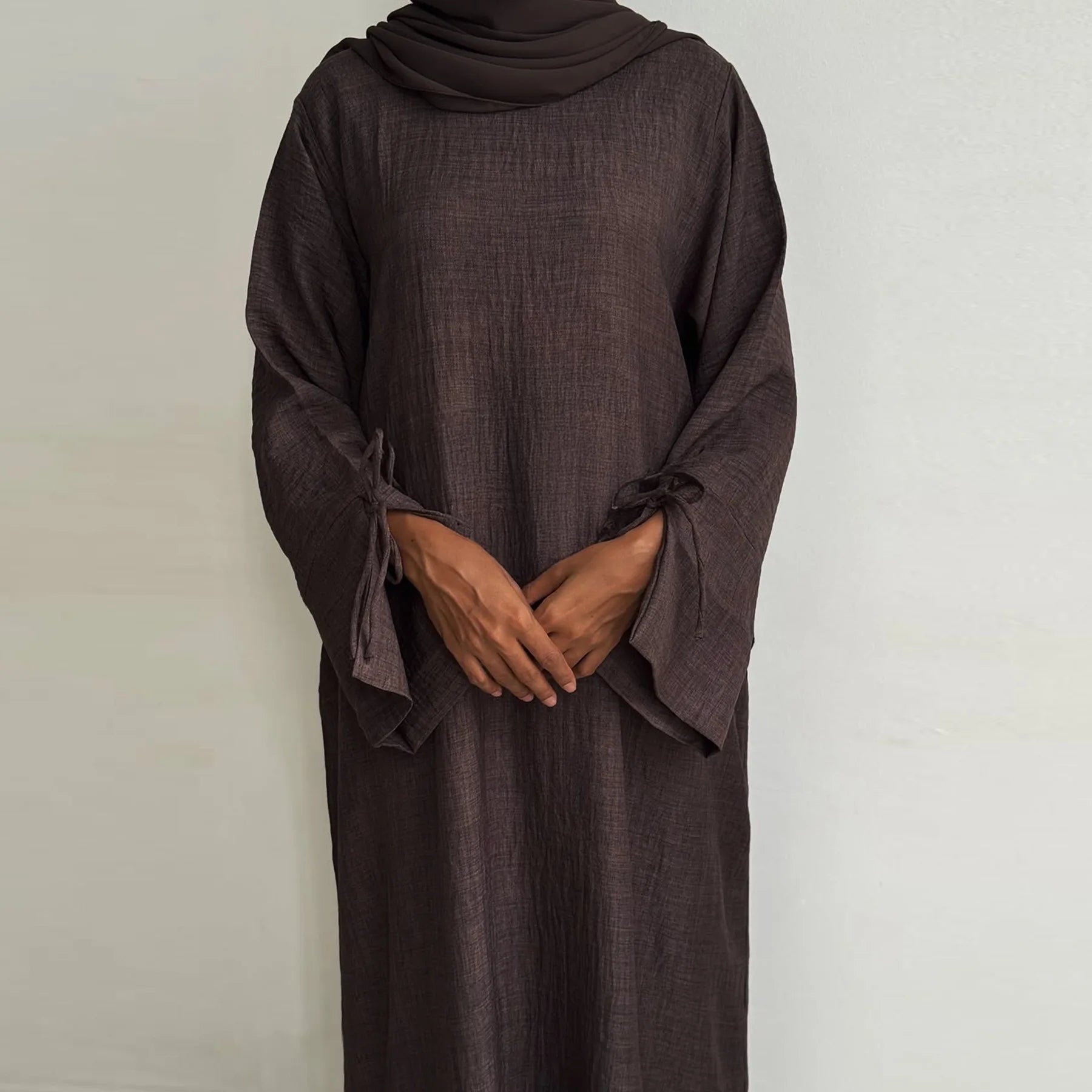 Extra-Loose Drop Shoulder Abaya – Plus-Size Friendly A-Line Robe - Army Green - XL | AbayaVida