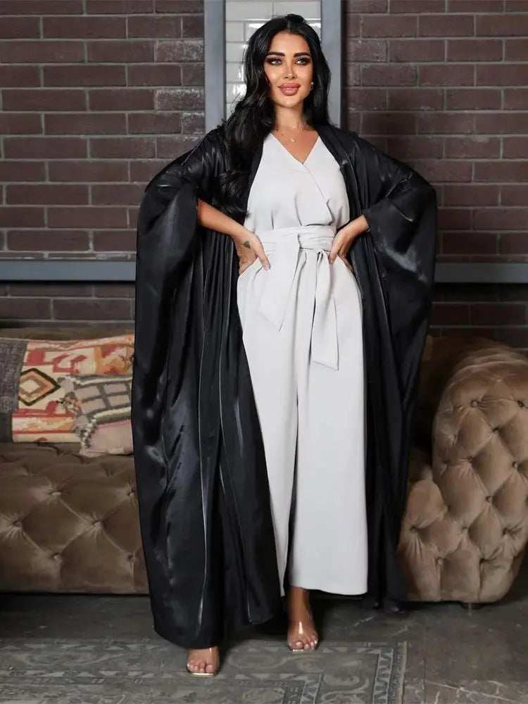 Rose Satin Batwing Abaya - Abaya Vida