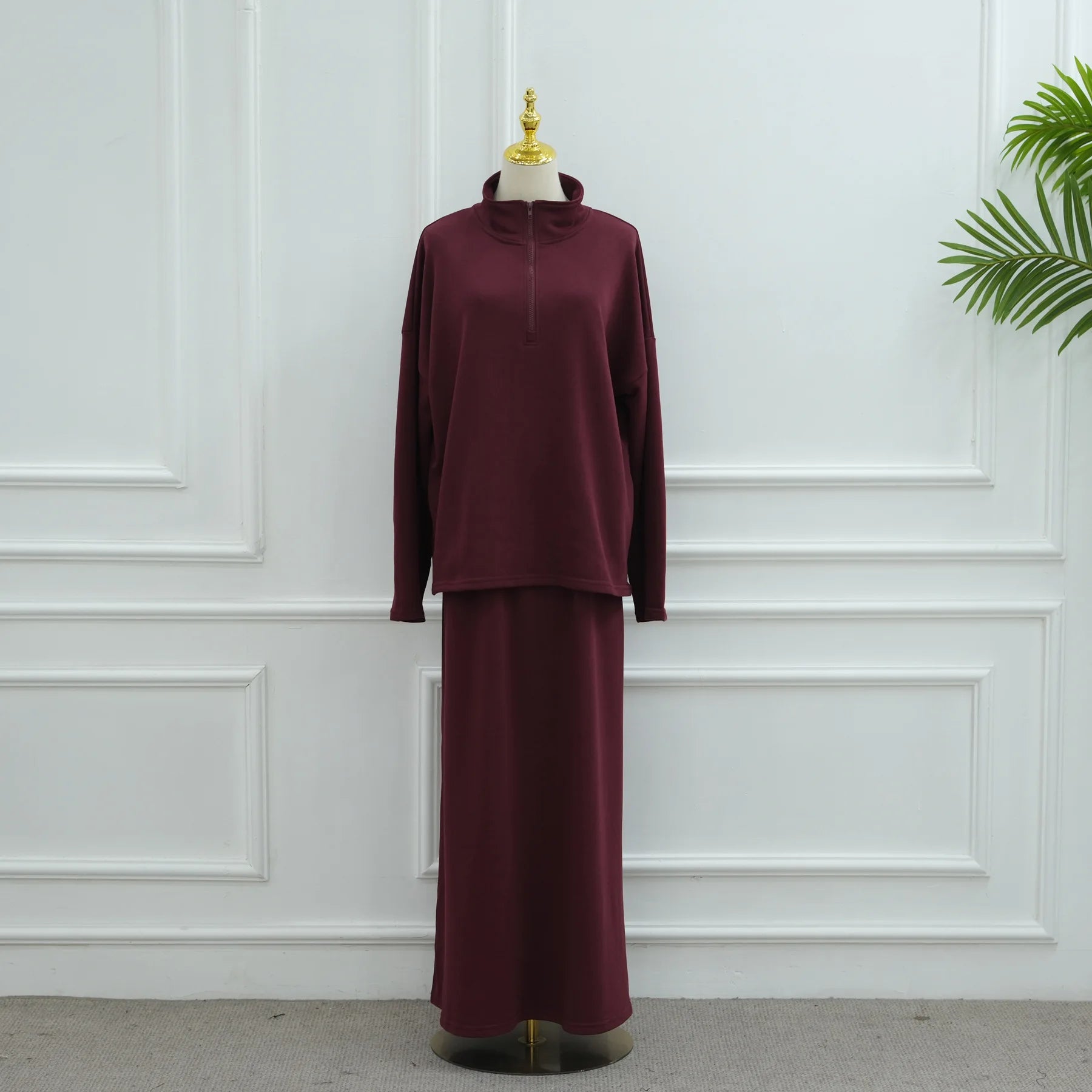 Two Piece Cotton Abaya Suit for Women – Elegant Top & Skirt Set
