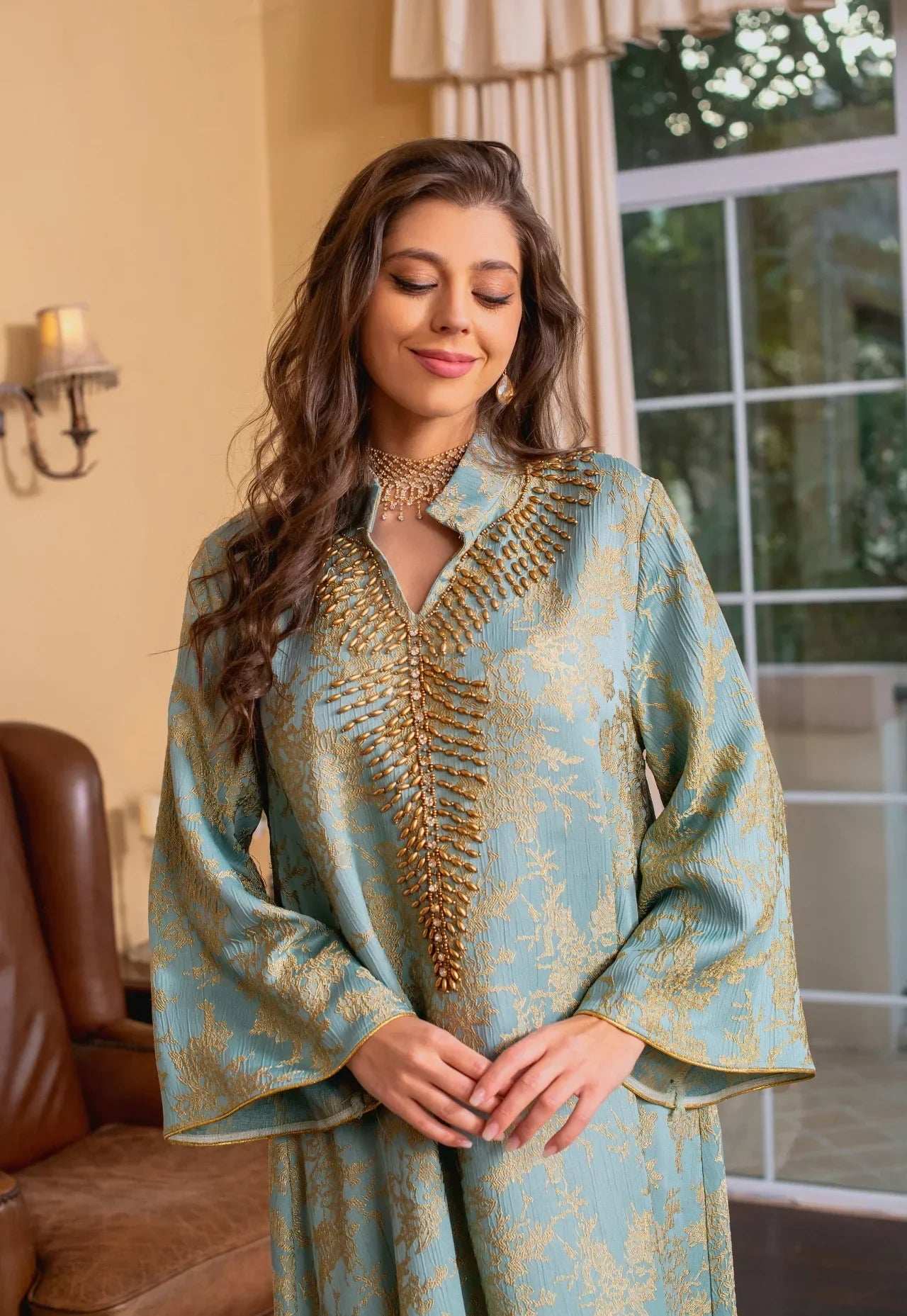 Majestic Embroidered Evening Abaya - Abaya Vida