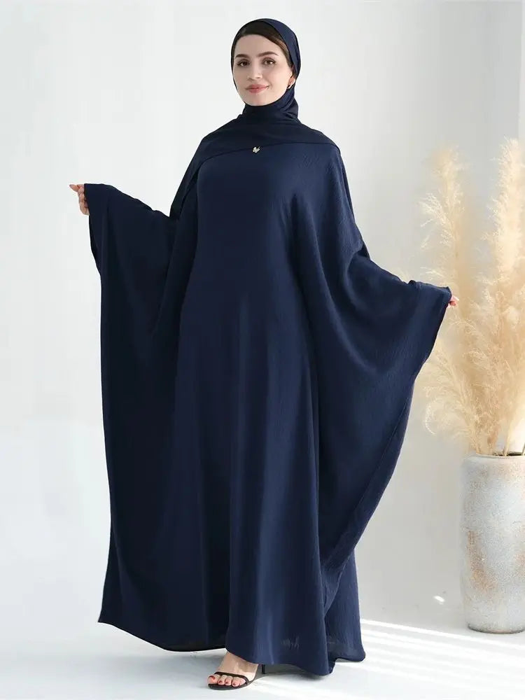Soft Crepe Khimar Batwing Set with Hijab – Pullover Prayer Dress | AbayaVida