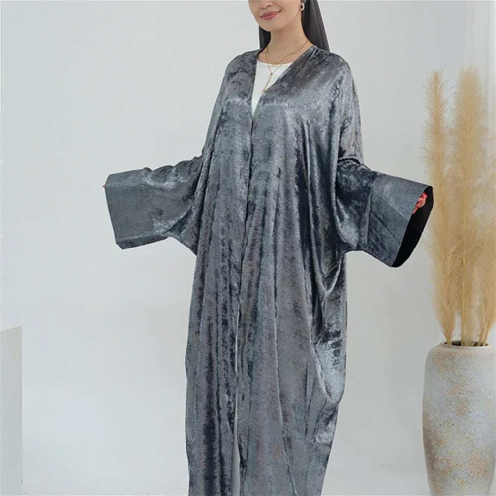 Shiny Satin Open Abaya - Abaya Vida