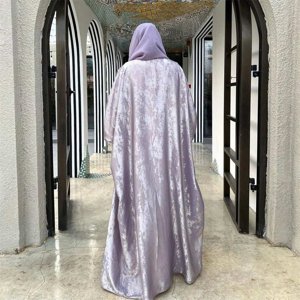 Shiny Satin Open Abaya - Abaya Vida