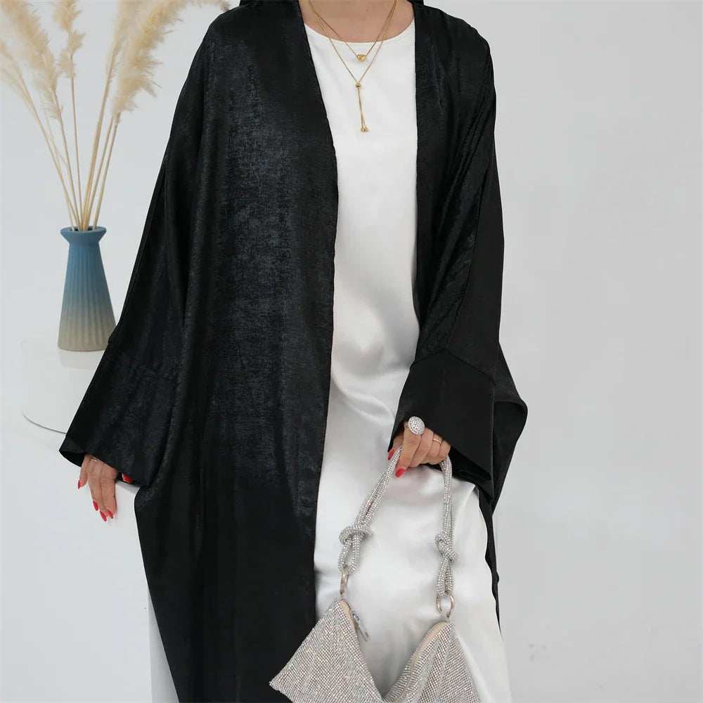 Shiny Satin Open Abaya - Abaya Vida