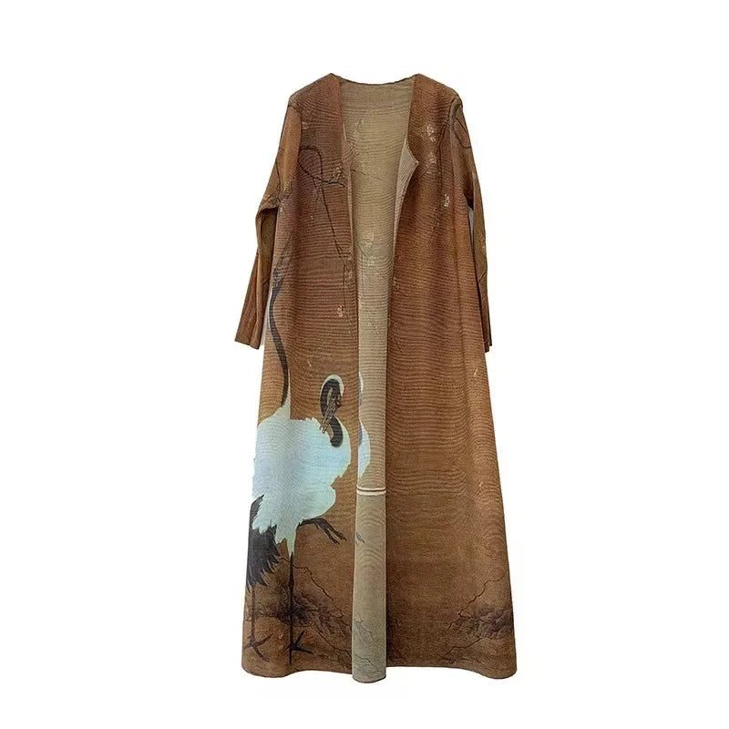 Vintage Trench-Style Abaya Cardigan – Adjustable Waist Robe, One Size | AbayaVida