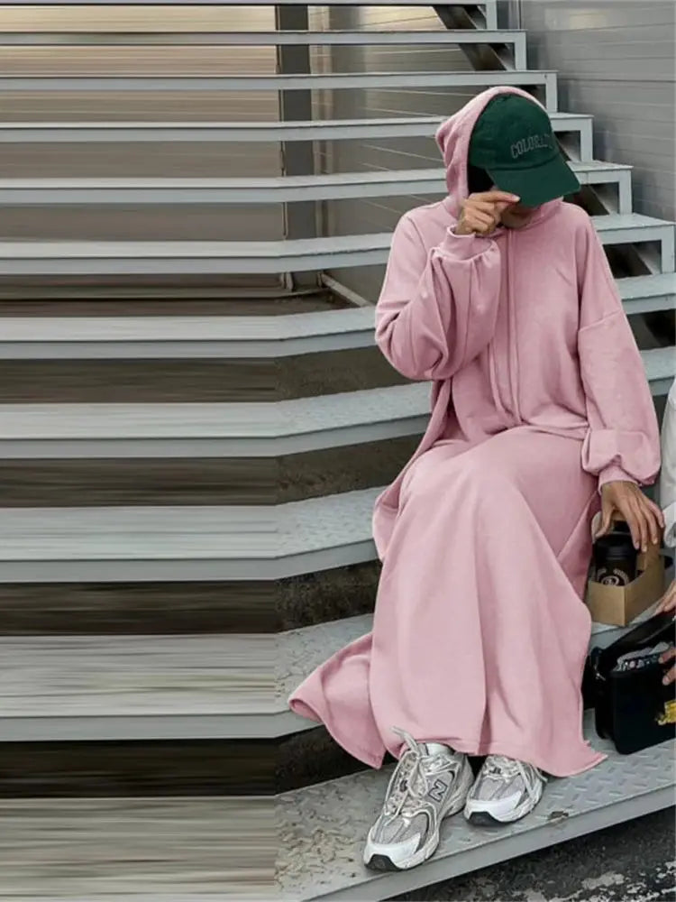 Ramadan Hoodie Abaya – Soft Jersey Pullover Prayer Robe
