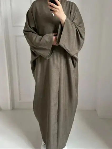 Cotton Linen Batwing Kimono Abaya for Women – Open Front Casual Cardigan Robe