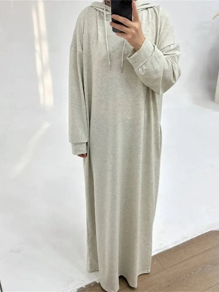 Ramadan Hoodie Abaya – Soft Jersey Pullover Prayer Robe