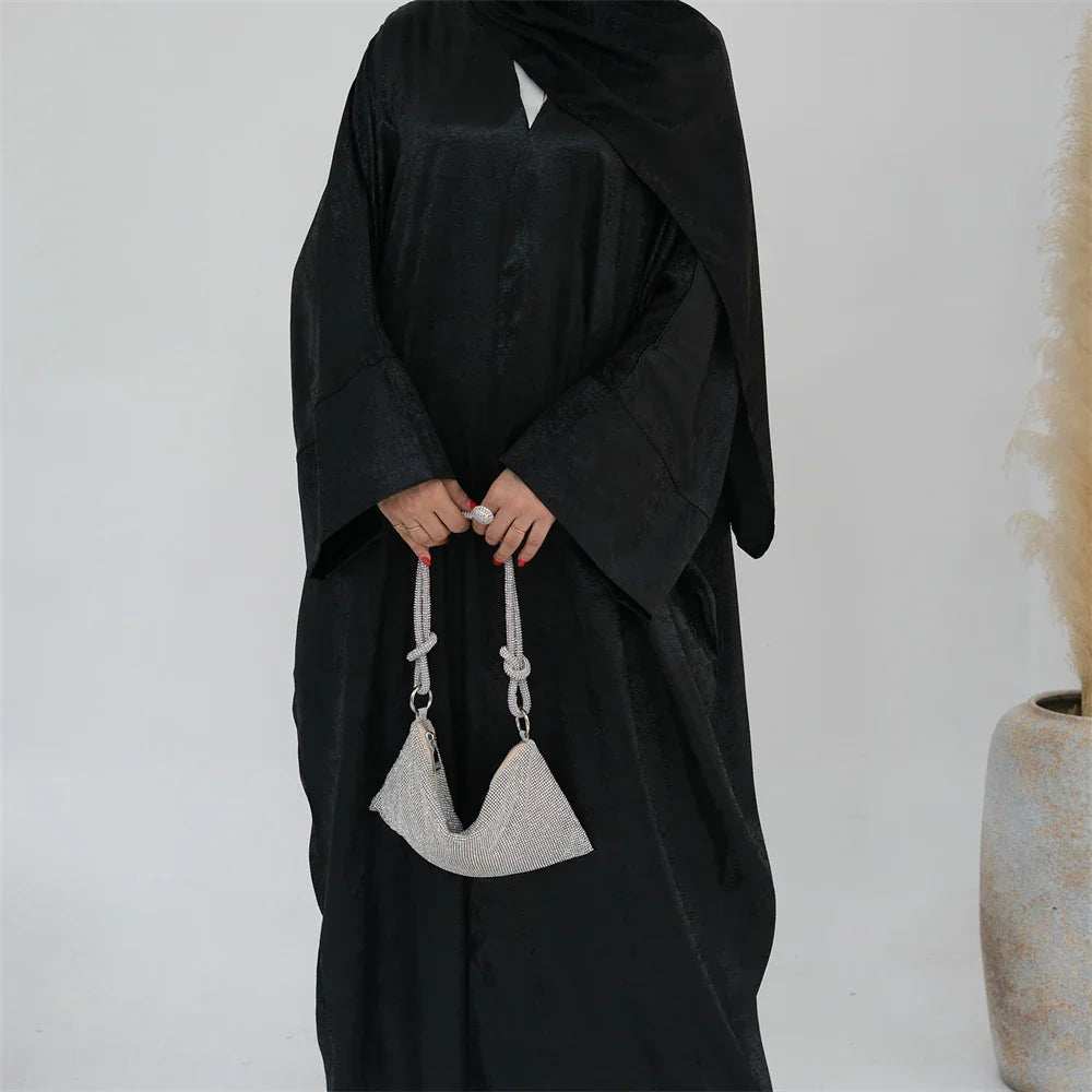 Shiny Satin Open Abaya - Abaya Vida