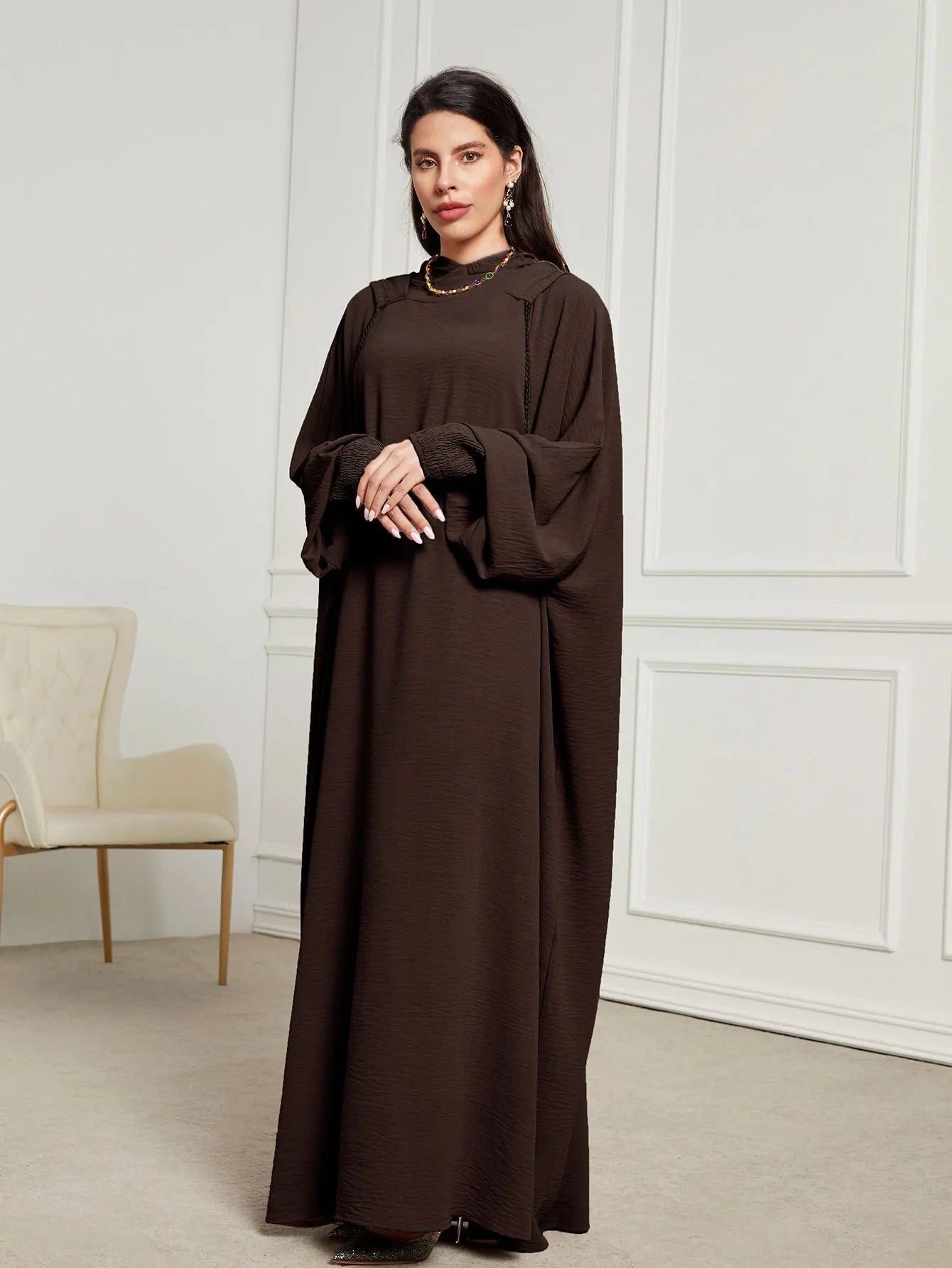 Ramadan Niqab Khimar Hooded Abaya – Tassel Trim Prayer Robe