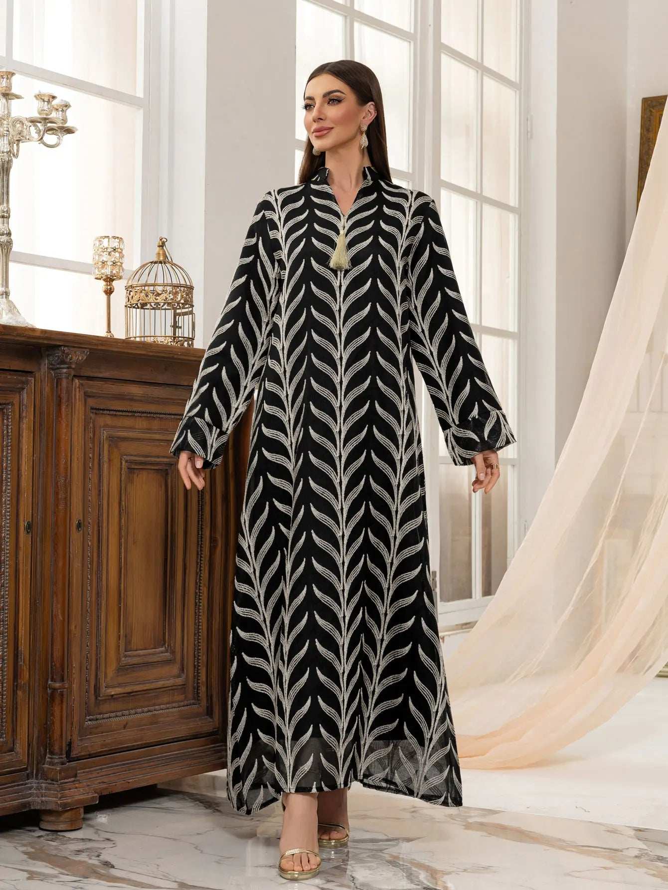 Golden Blossom Abaya - Abaya Vida