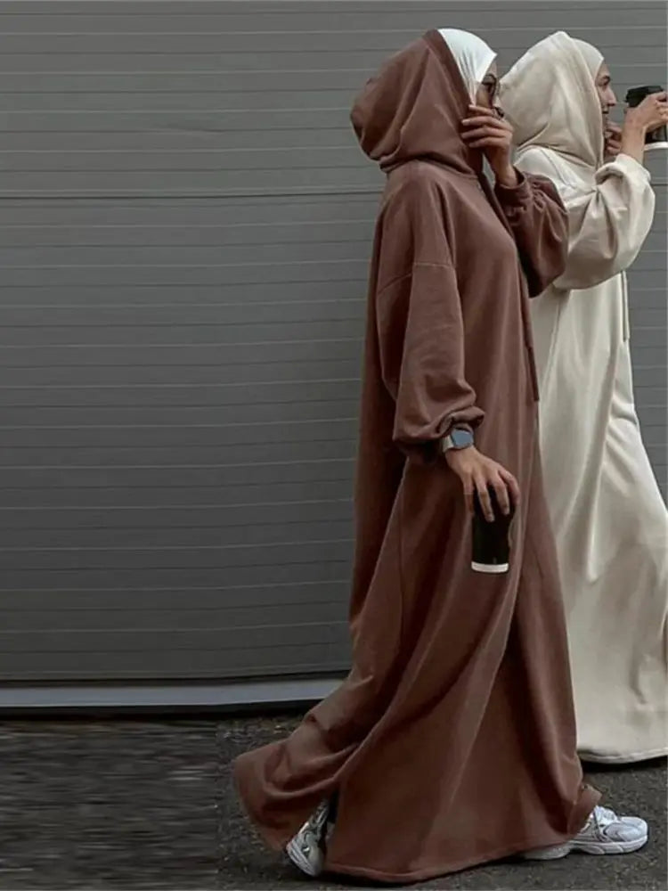 Ramadan Hoodie Abaya – Soft Jersey Pullover Prayer Robe