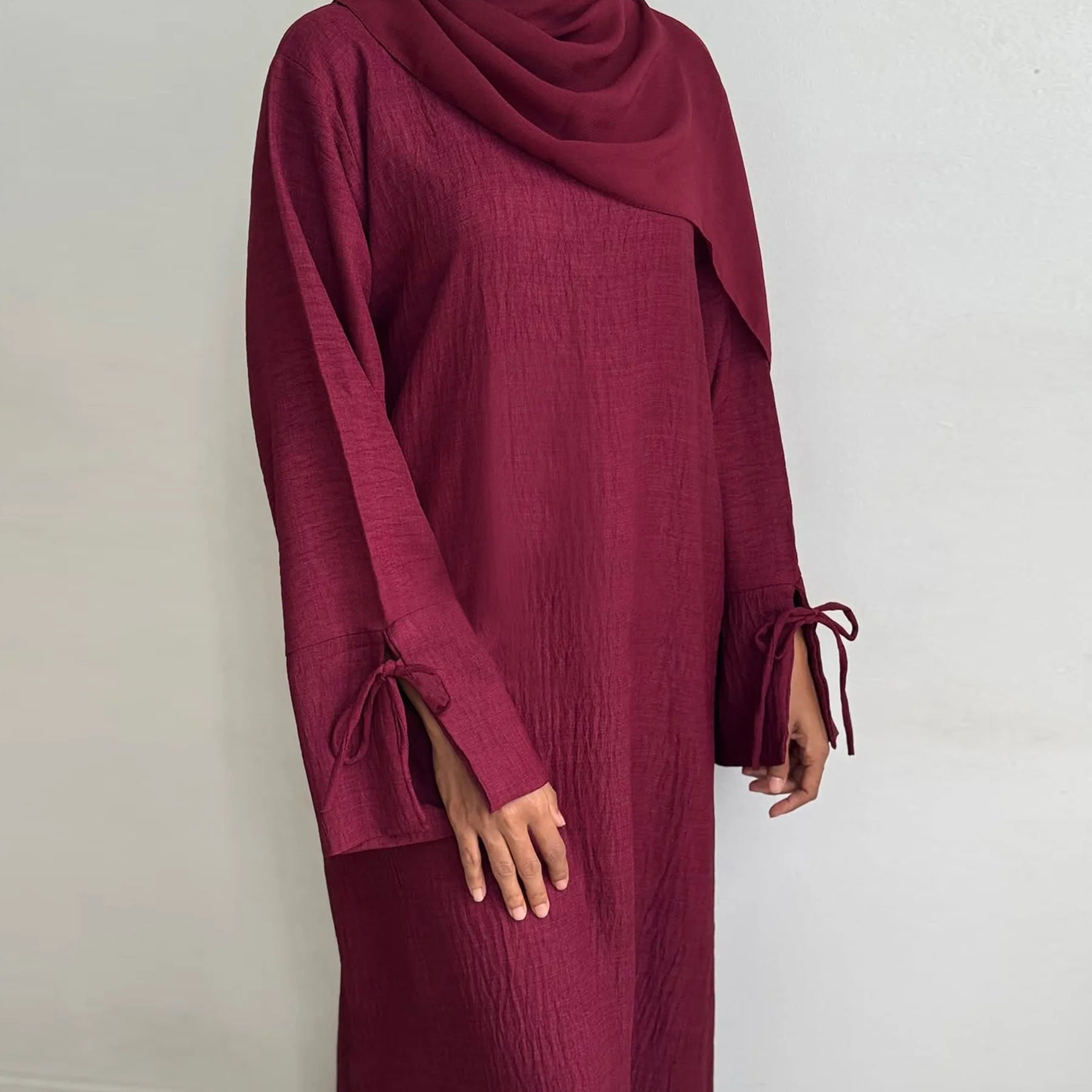Extra-Loose Drop Shoulder Abaya – Plus-Size Friendly A-Line Robe - Dark Gray - S | AbayaVida