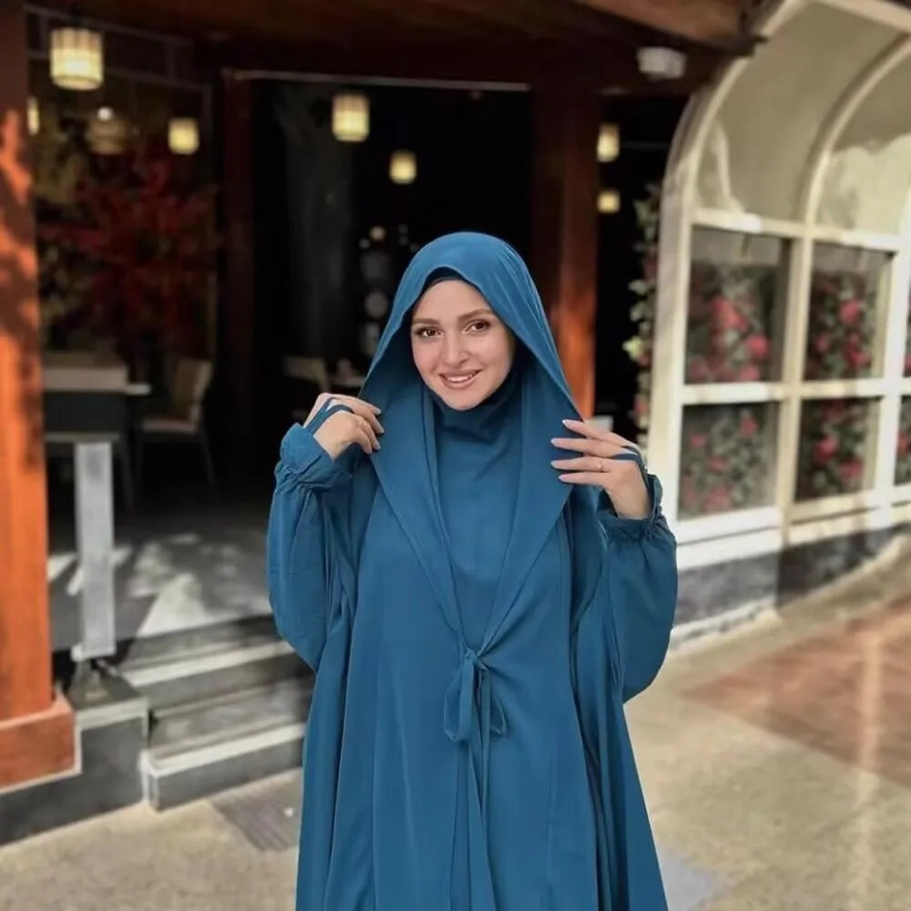 Long Khimar Skirt Prayer Set – Two-Piece Veil & Skirt, Uniform Size | AbayaVida