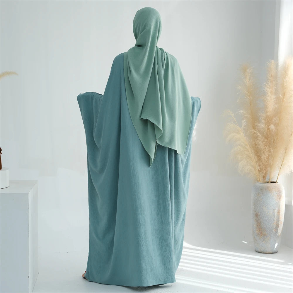 Soft Crepe Khimar Batwing Set with Hijab – Pullover Prayer Dress | AbayaVida
