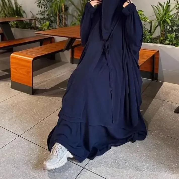 Long Khimar Skirt Prayer Set – Two-Piece Veil & Skirt, Uniform Size - Purple | AbayaVida