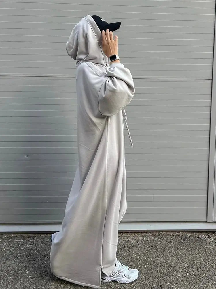 Ramadan Hoodie Abaya – Soft Jersey Pullover Prayer Robe