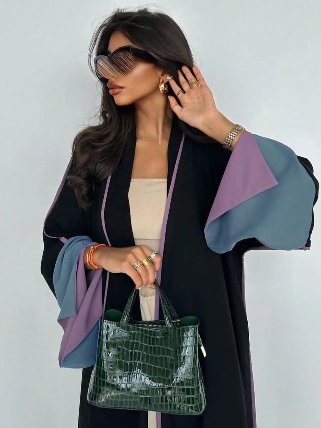 Middle Eastern Open Front Abaya – Full Sleeve Robe | AbayaVida