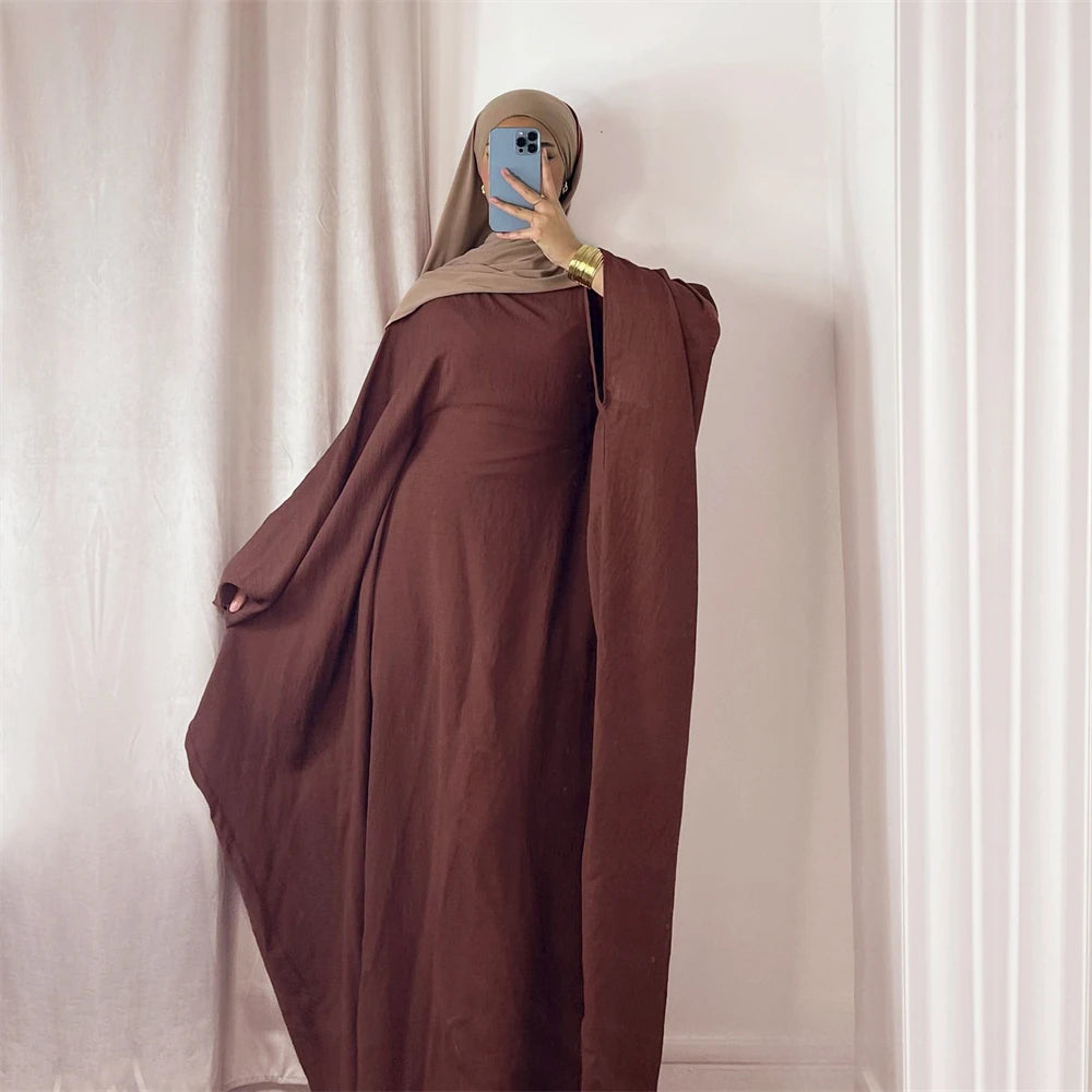 Soft Crepe Khimar Batwing Set with Hijab – Pullover Prayer Dress | AbayaVida