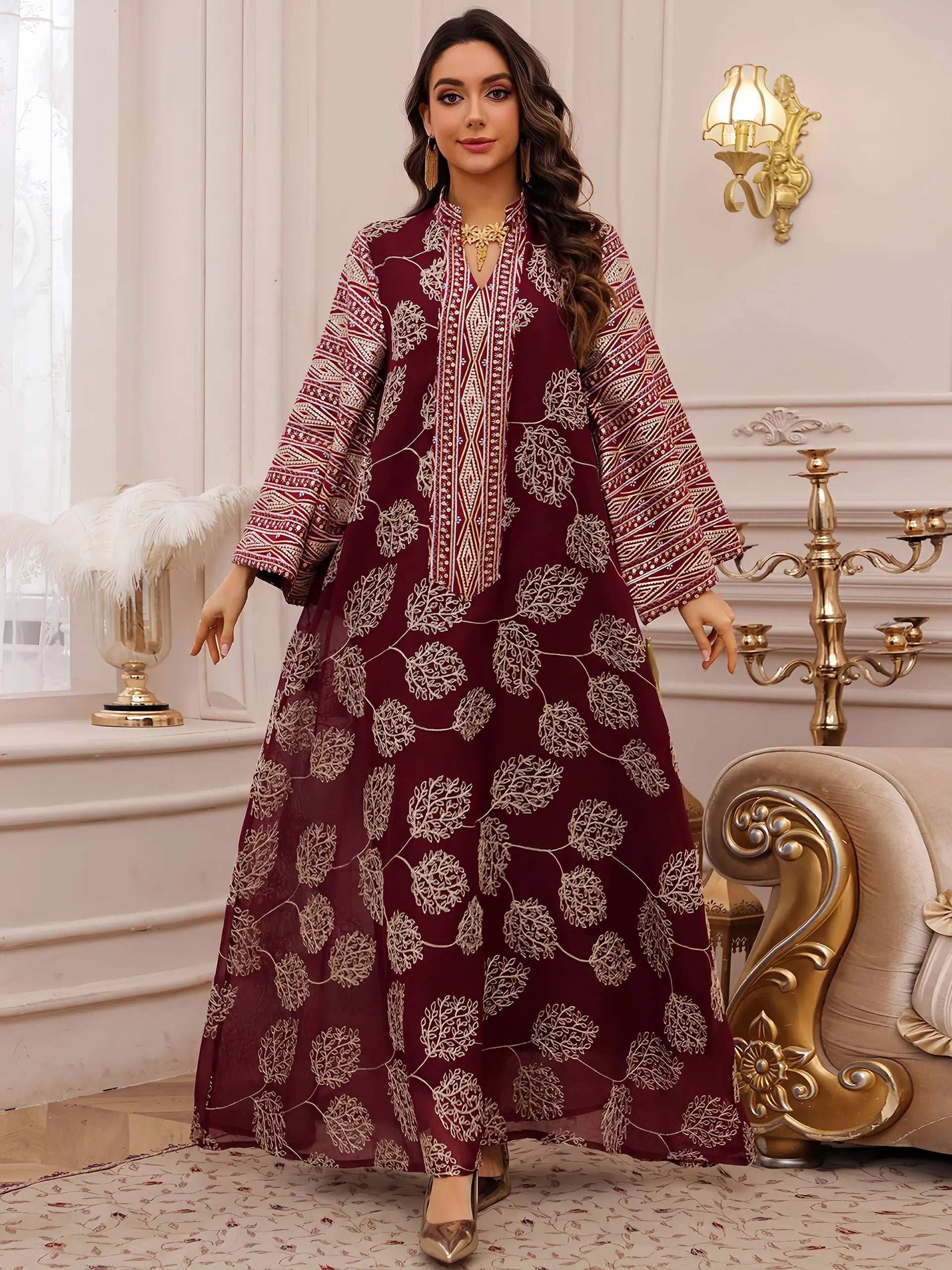 Crimson Gold Royal Abaya - Abaya Vida