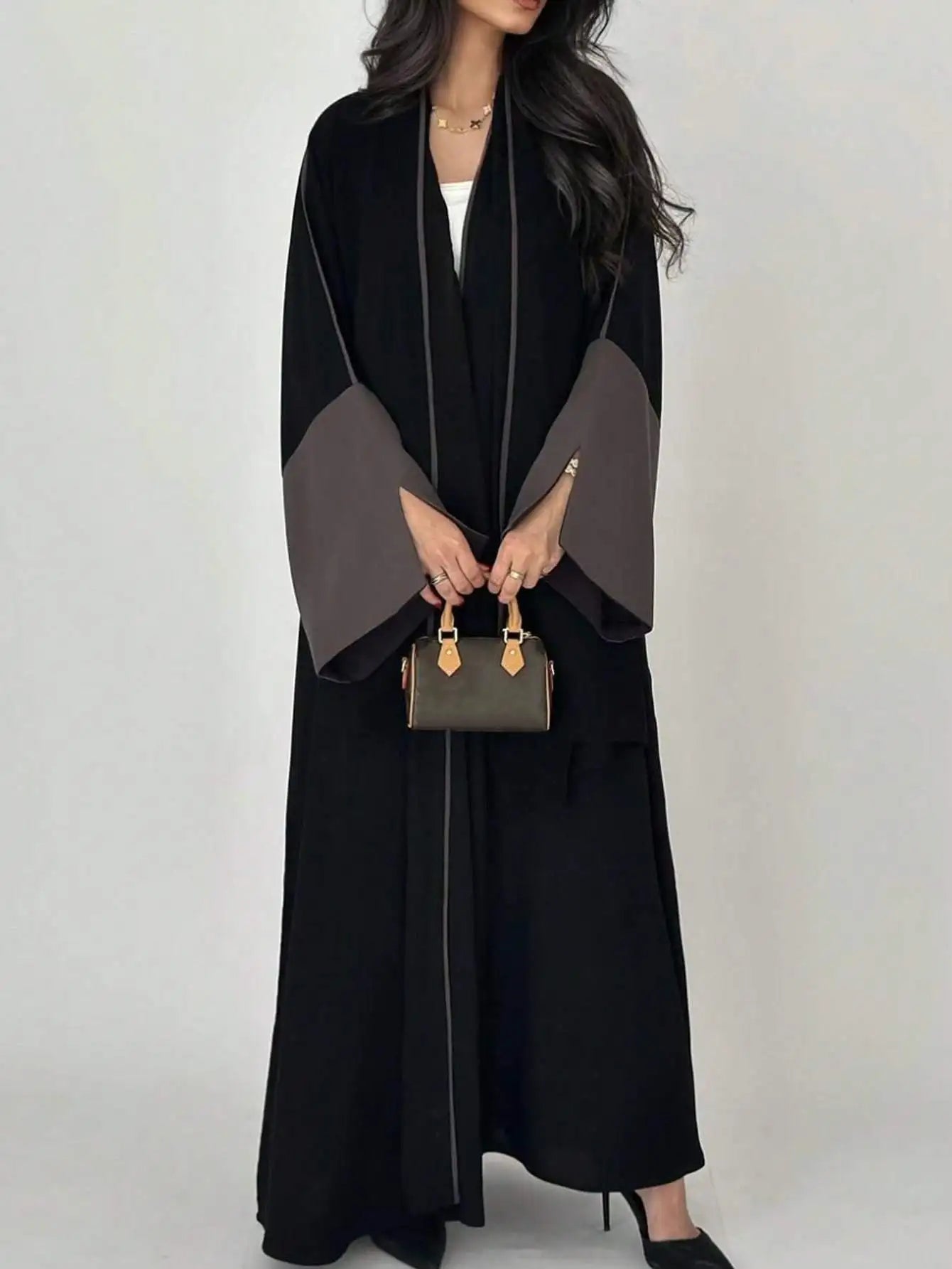 Middle Eastern Open Front Abaya – Full Sleeve Robe | AbayaVida