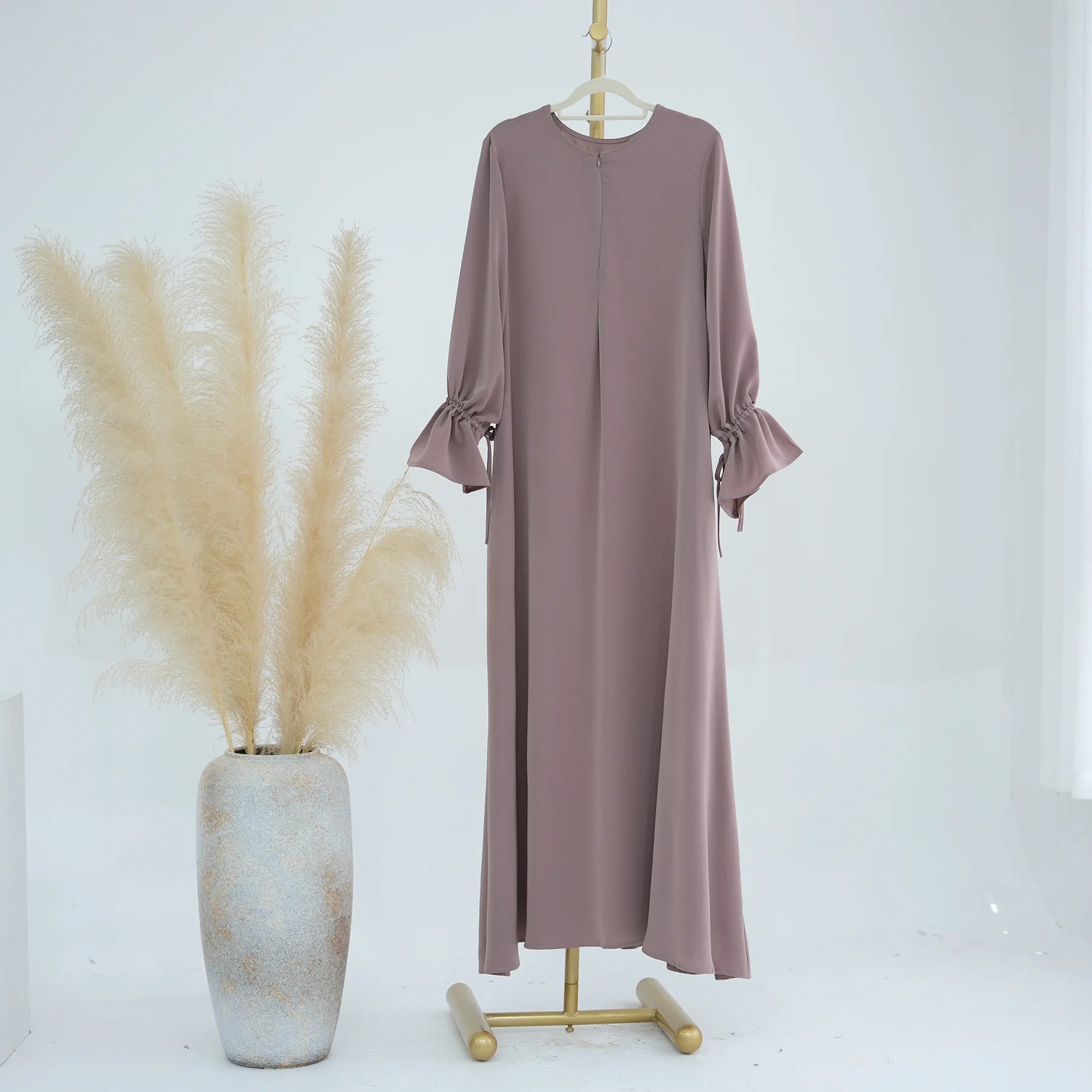 Bow Lace-Up Eid Dress – Adjustable Waist Festival Robe - Blue - XL | AbayaVida