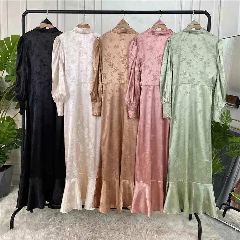 Eid Satin Ruffle Abaya - Abaya Vida
