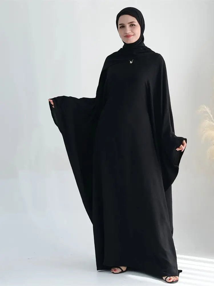 Soft Crepe Khimar Batwing Set with Hijab – Pullover Prayer Dress | AbayaVida