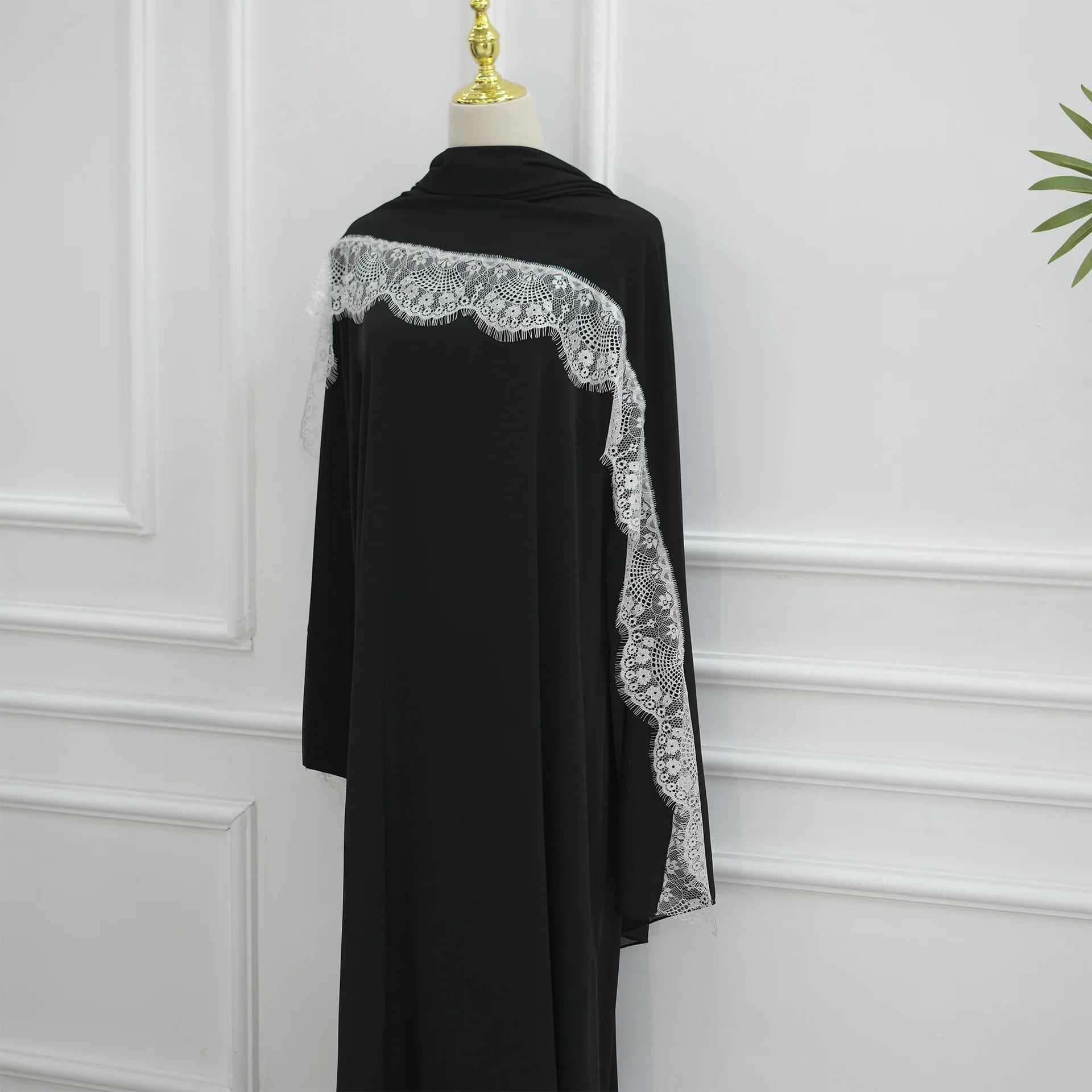 Lace Hijab Dress Suit – Elegant Closed Front Abaya | AbayaVida