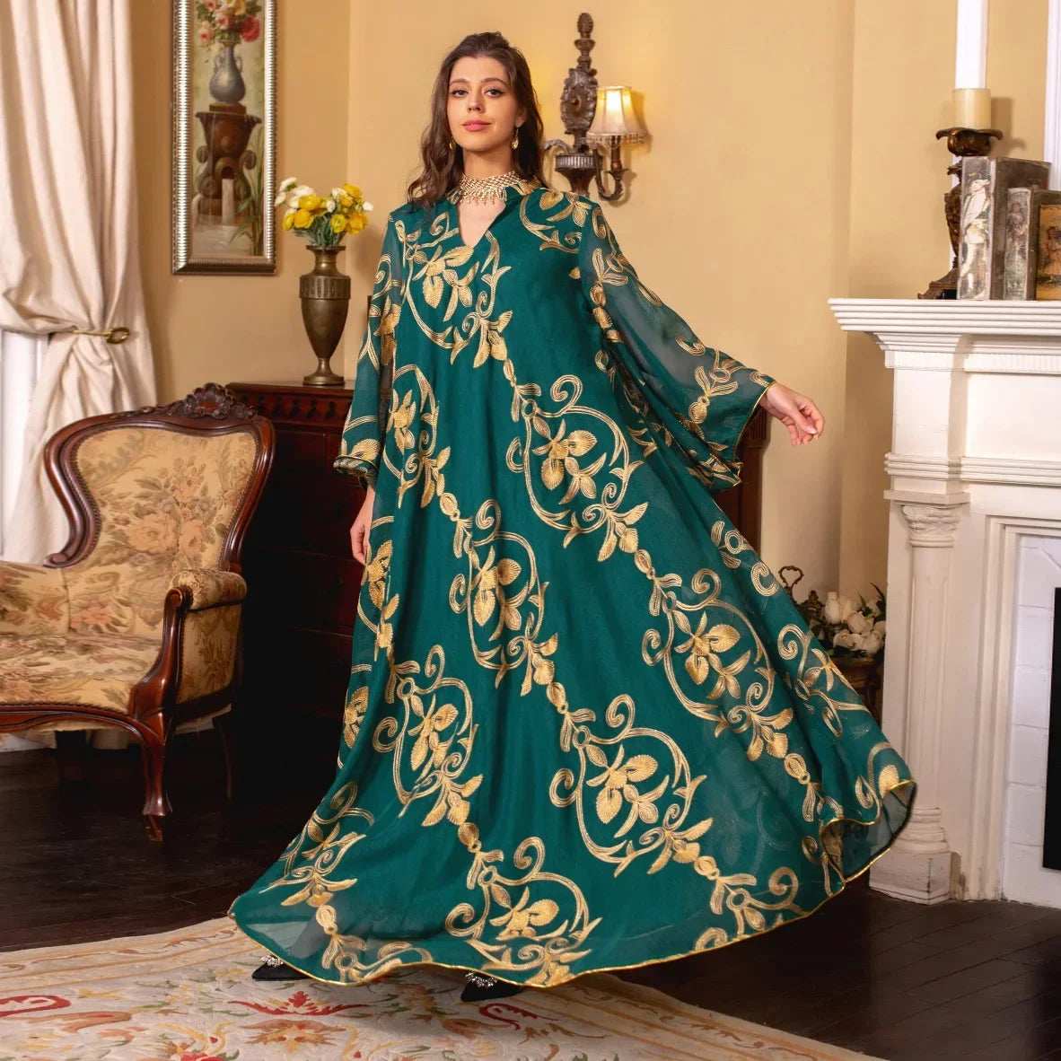 Luxe Embroidered Dubai Abaya - Abaya Vida