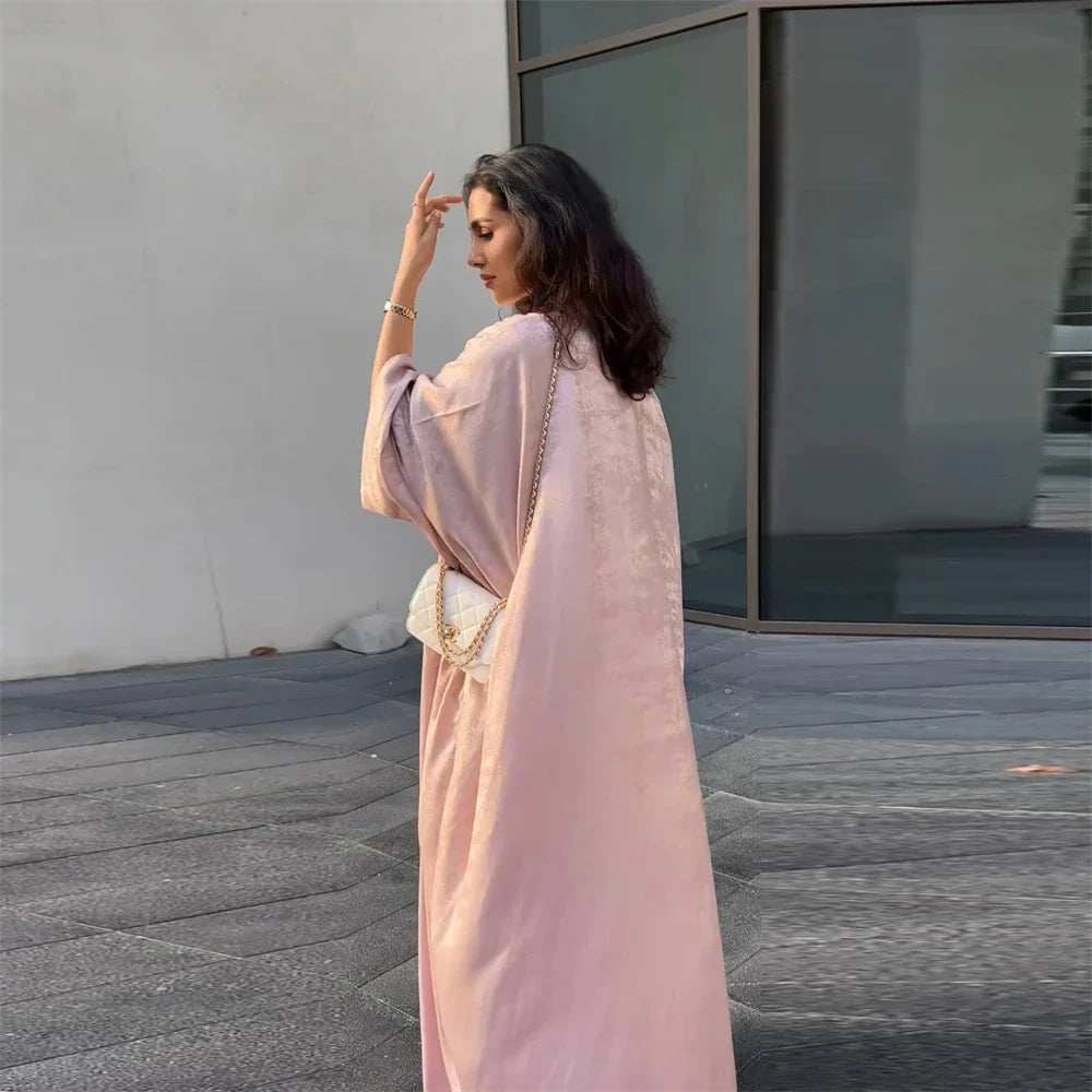 Shiny Satin Open Abaya - Abaya Vida