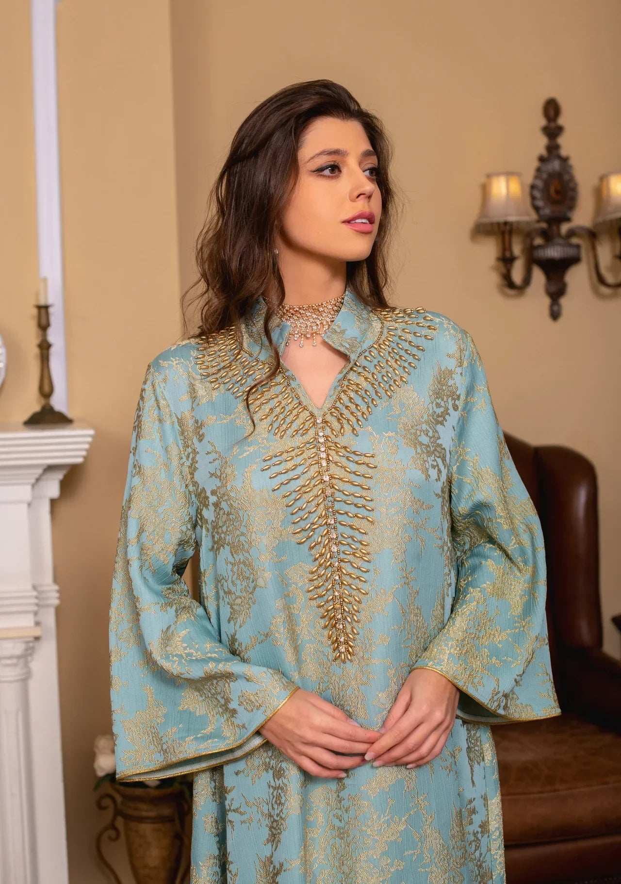 Majestic Embroidered Evening Abaya - Abaya Vida