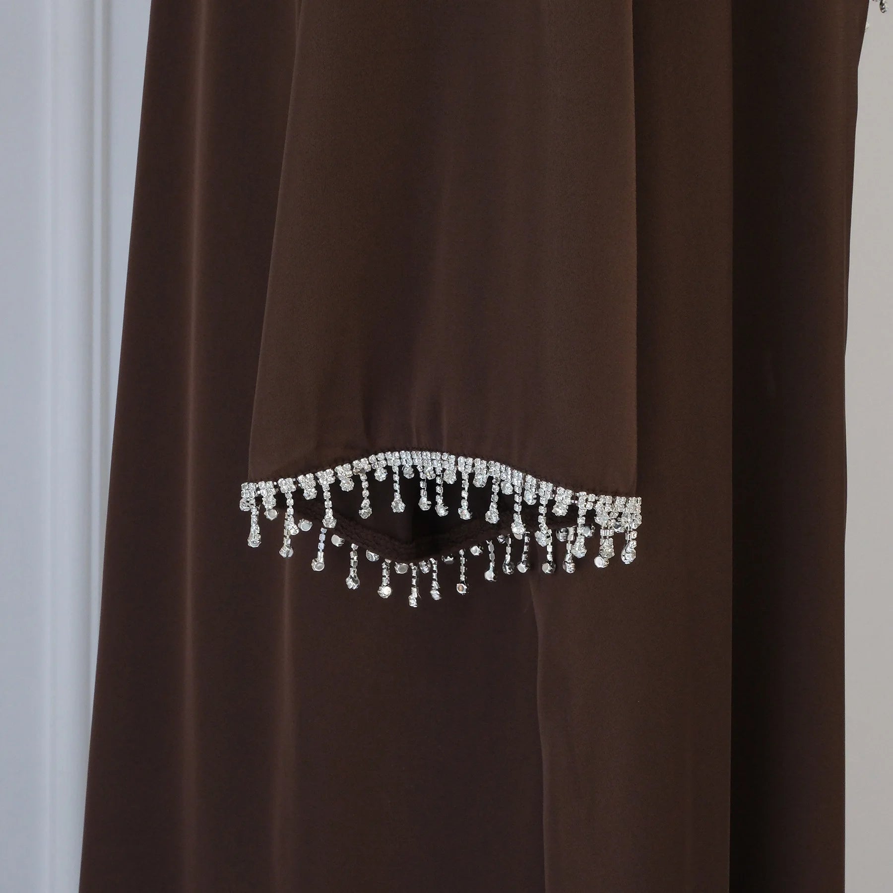 Nida Crystal Chain Evening Set – Cardigan, Dress & Chain | AbayaVida