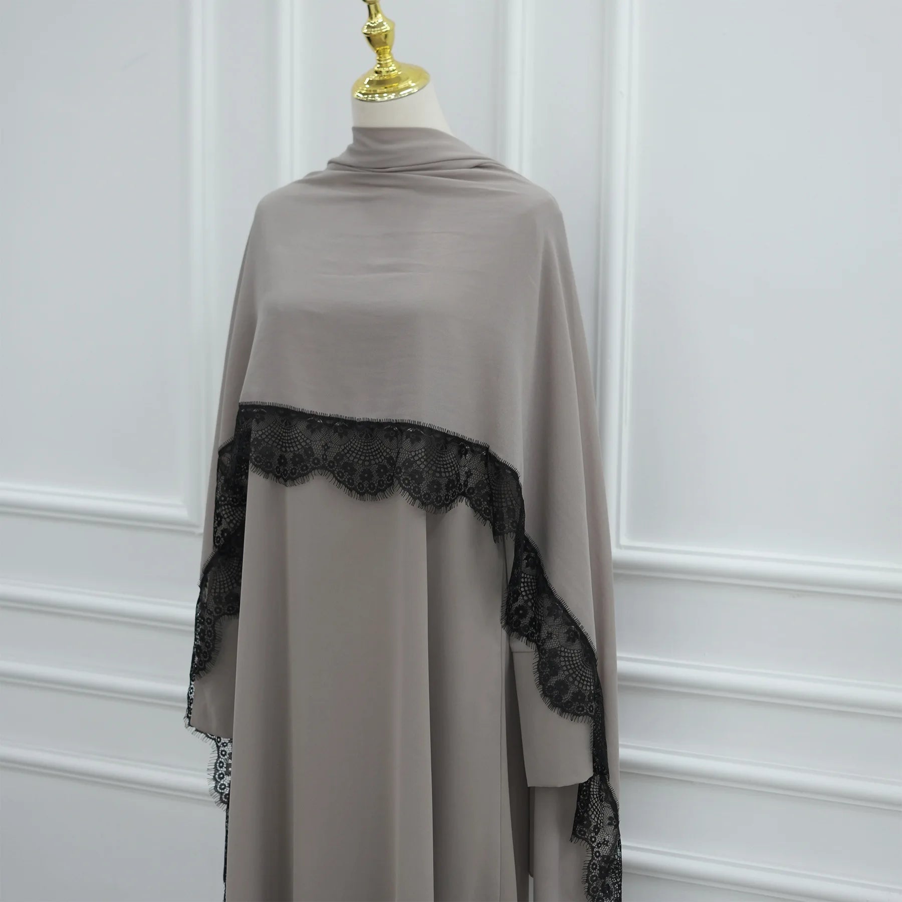 Lace Hijab Dress Suit – Elegant Closed Front Abaya | AbayaVida