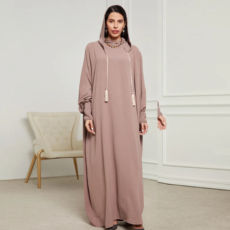 Ramadan Niqab Khimar Hooded Abaya – Tassel Trim Prayer Robe