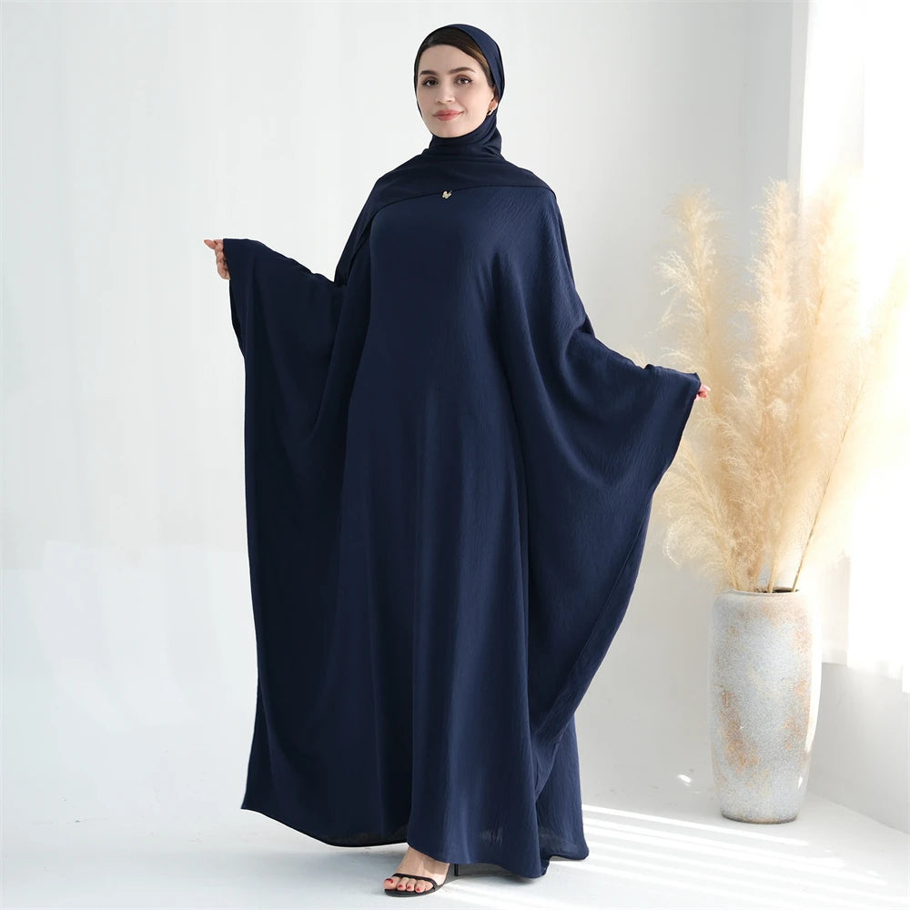 Soft Crepe Khimar Batwing Set with Hijab – Pullover Prayer Dress | AbayaVida