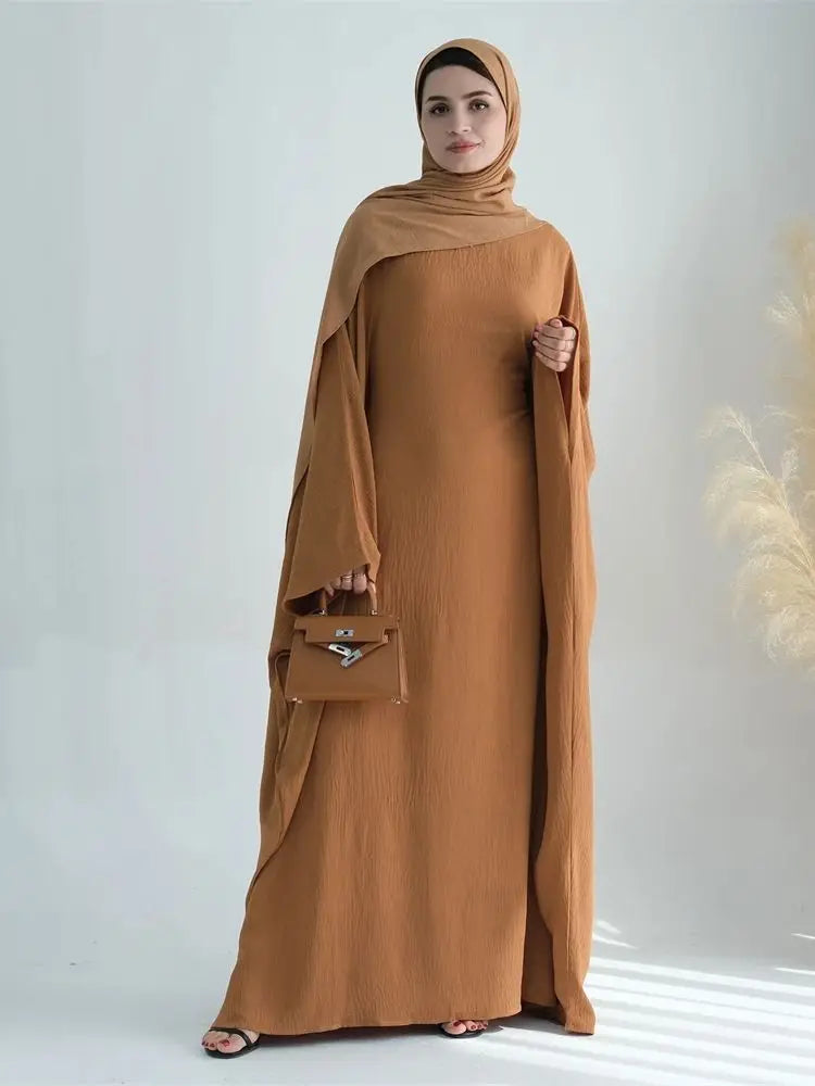 Soft Crepe Khimar Batwing Set with Hijab – Pullover Prayer Dress | AbayaVida