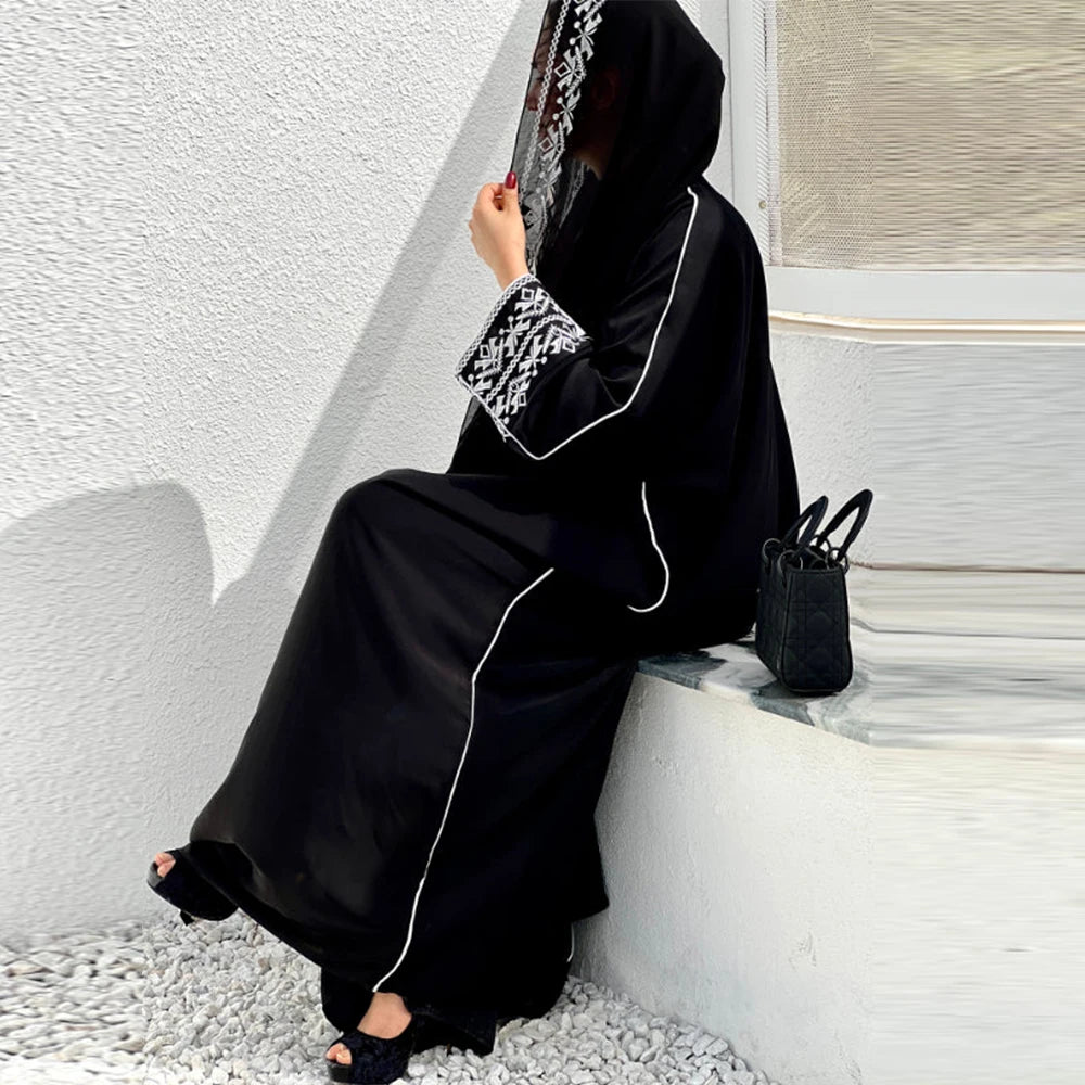 Classic Embroidered Abaya – Loose Maxi Dress, One Size (Hijab Sold Separately) - Title Default Title | AbayaVida