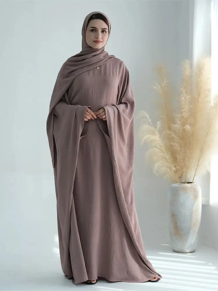 Soft Crepe Khimar Batwing Set with Hijab – Pullover Prayer Dress | AbayaVida