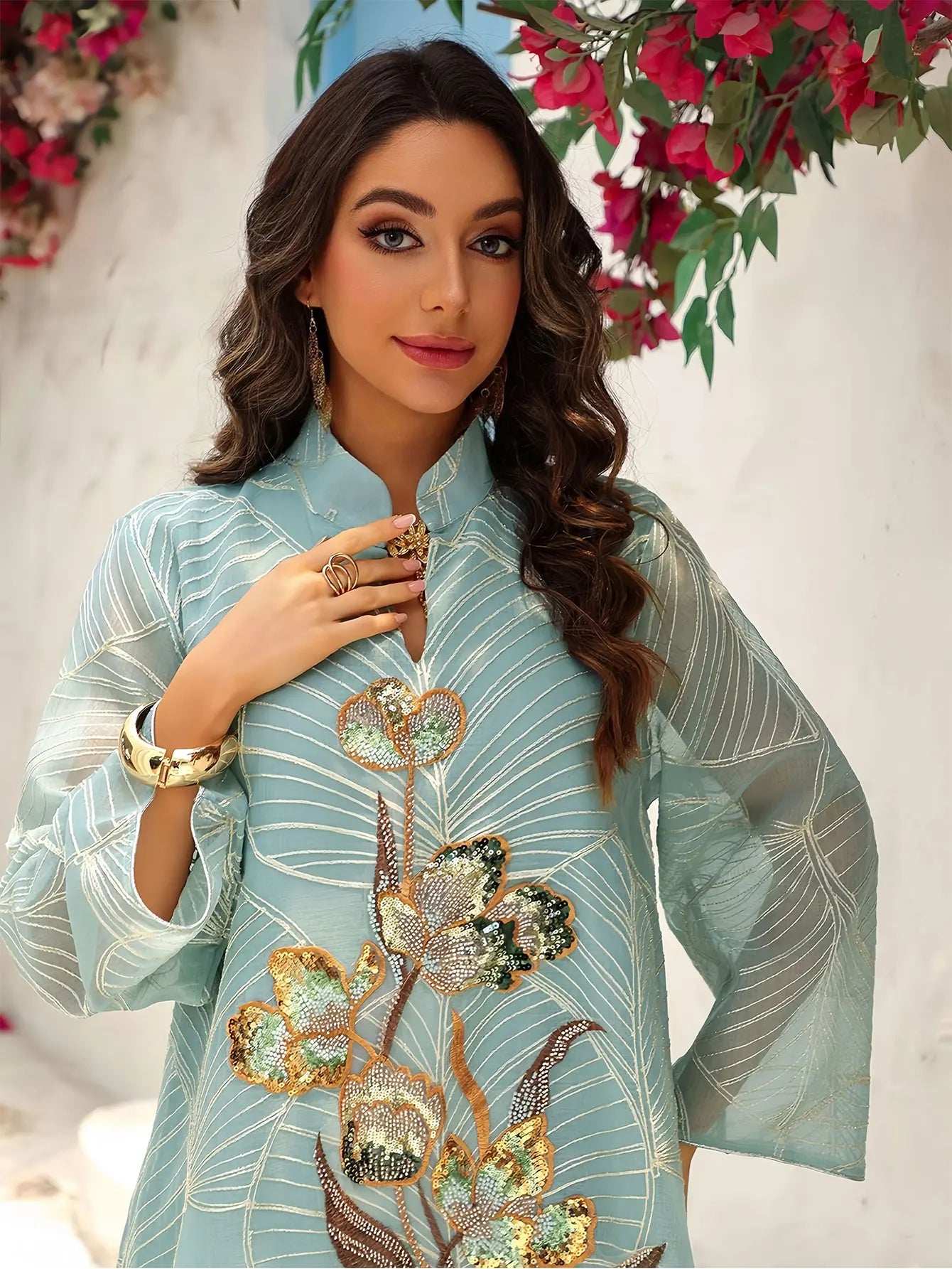 Off-White Embroidered Abaya - Abaya Vida