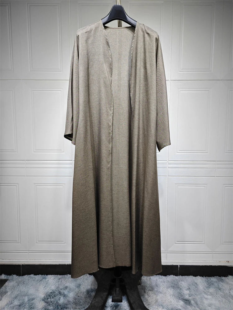 Cotton Linen Batwing Kimono Abaya for Women – Open Front Casual Cardigan Robe