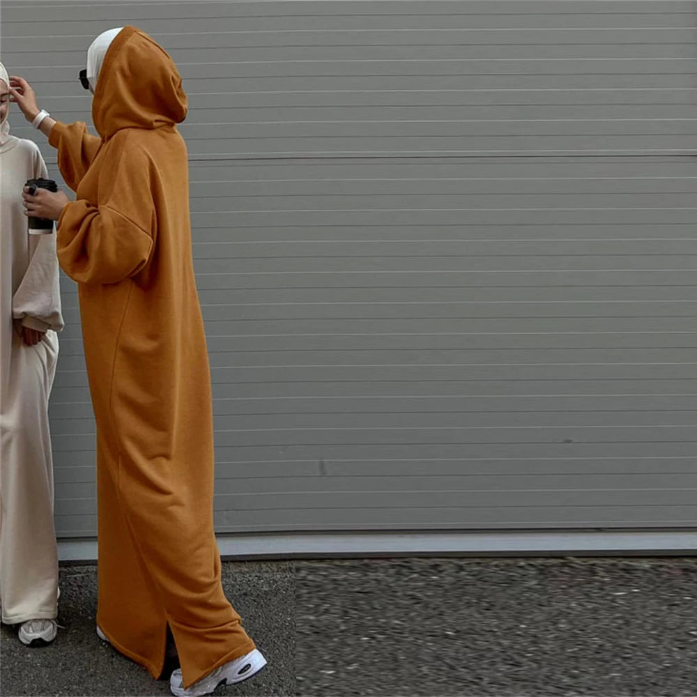 Ramadan Hoodie Abaya – Soft Jersey Pullover Prayer Robe