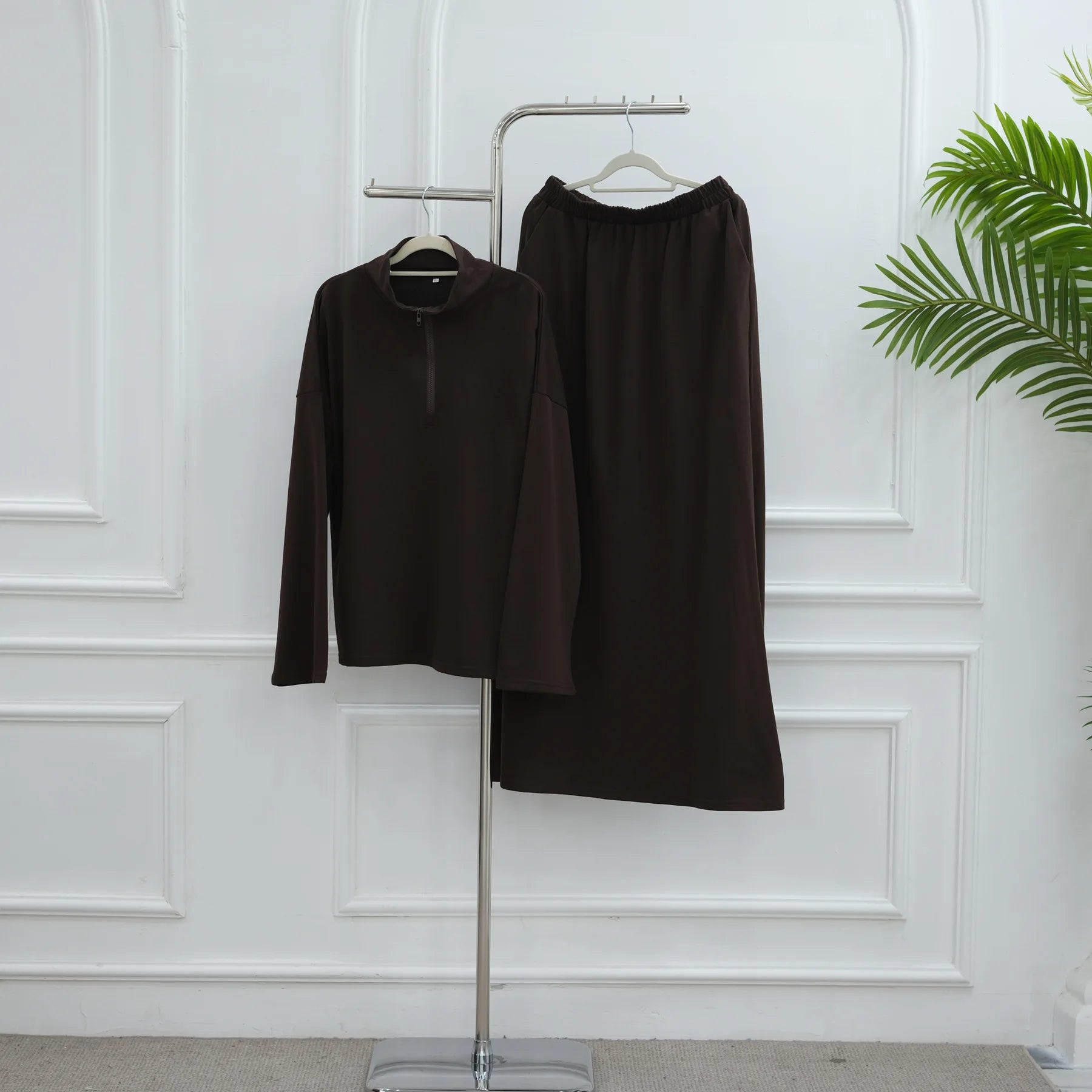 Two Piece Cotton Abaya Suit for Women – Elegant Top & Skirt Set