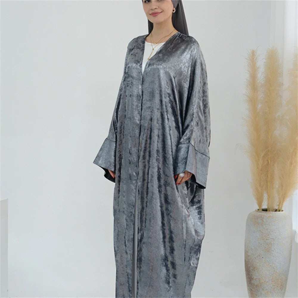 Shiny Satin Open Abaya - Abaya Vida