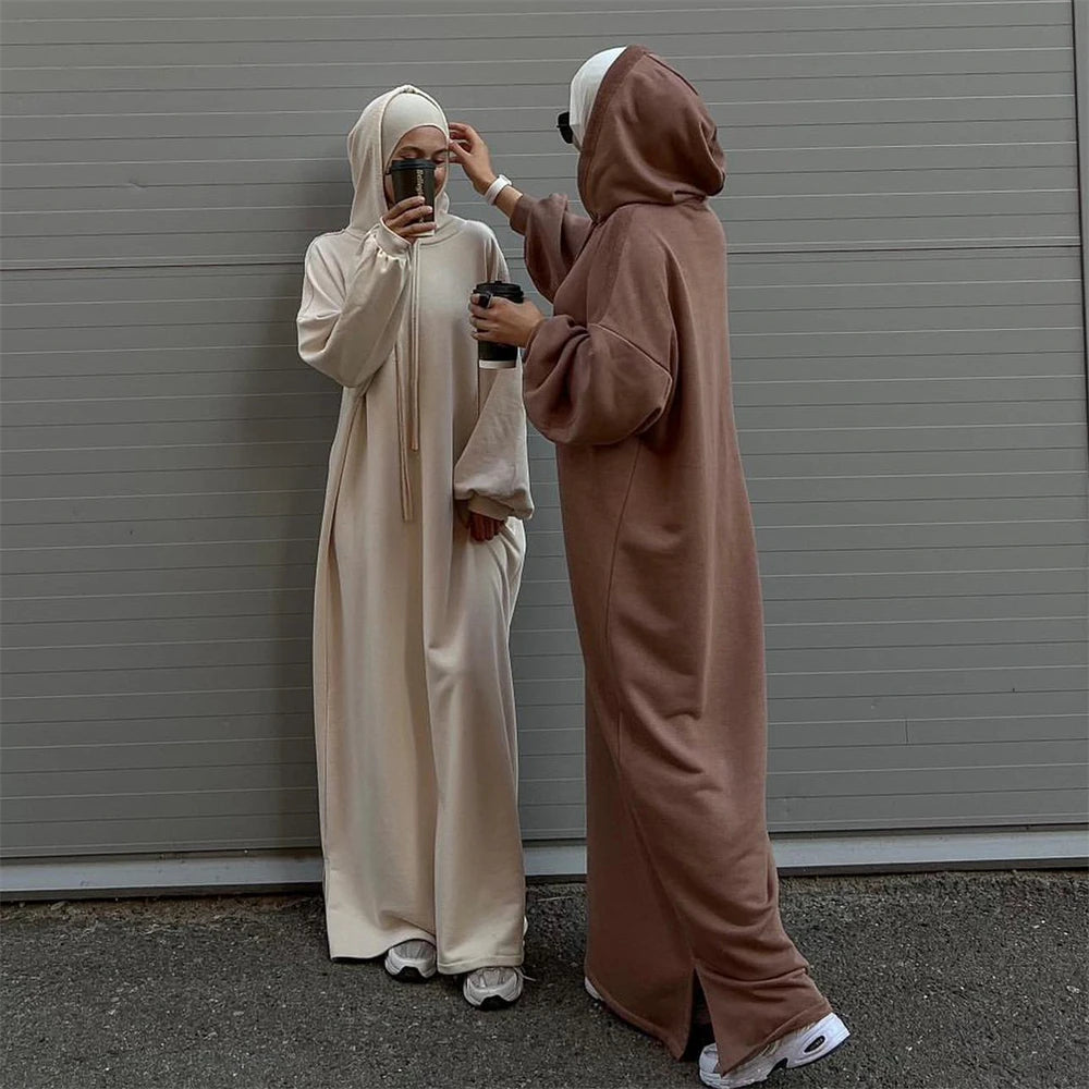 Ramadan Hoodie Abaya – Soft Jersey Pullover Prayer Robe