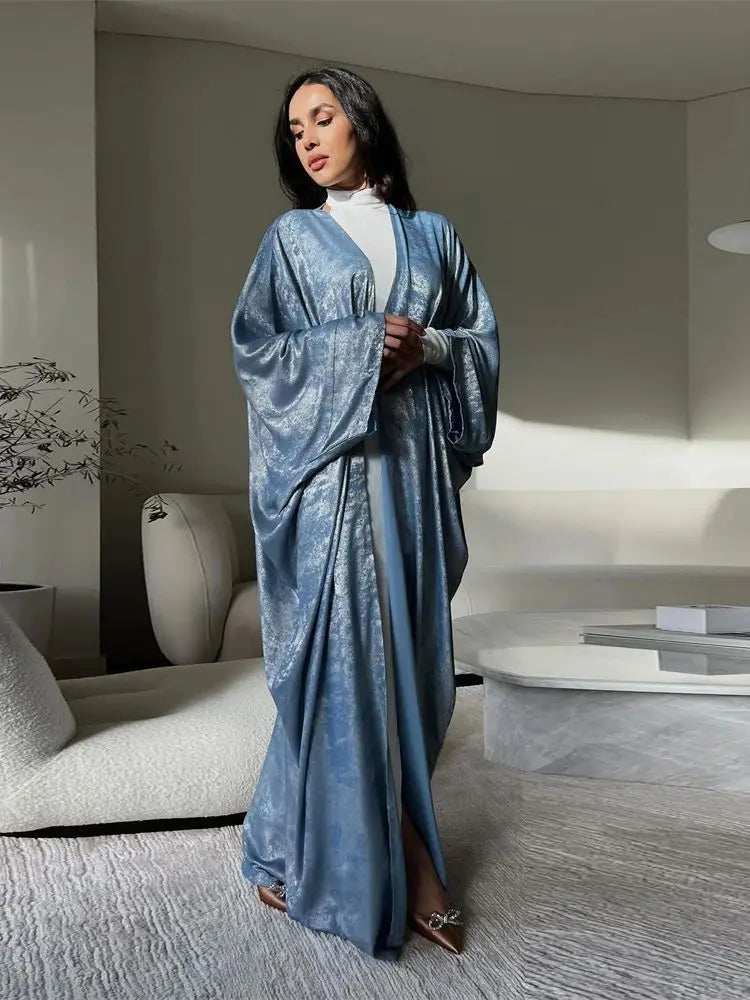 Shiny Satin Open Abaya - Abaya Vida