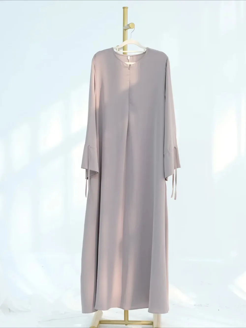 Bow Lace-Up Eid Dress – Adjustable Waist Festival Robe - Khaki - XL | AbayaVida
