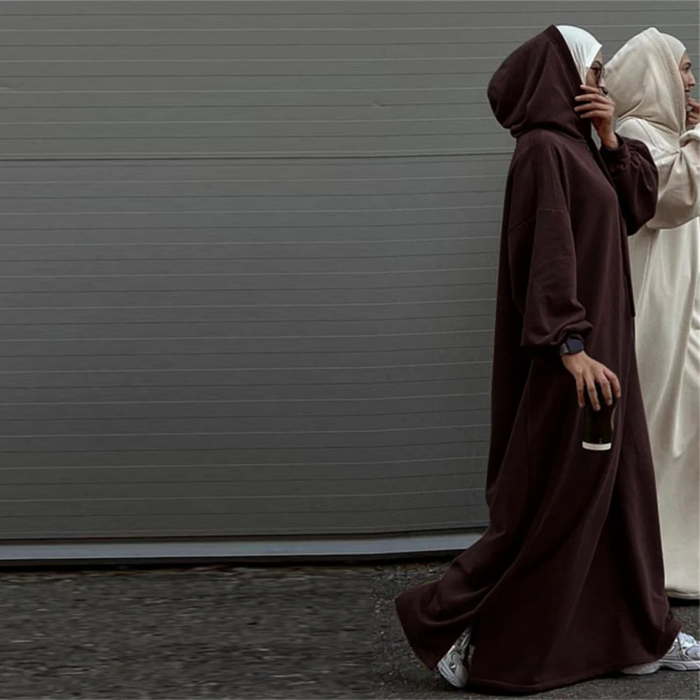 Ramadan Hoodie Abaya – Soft Jersey Pullover Prayer Robe