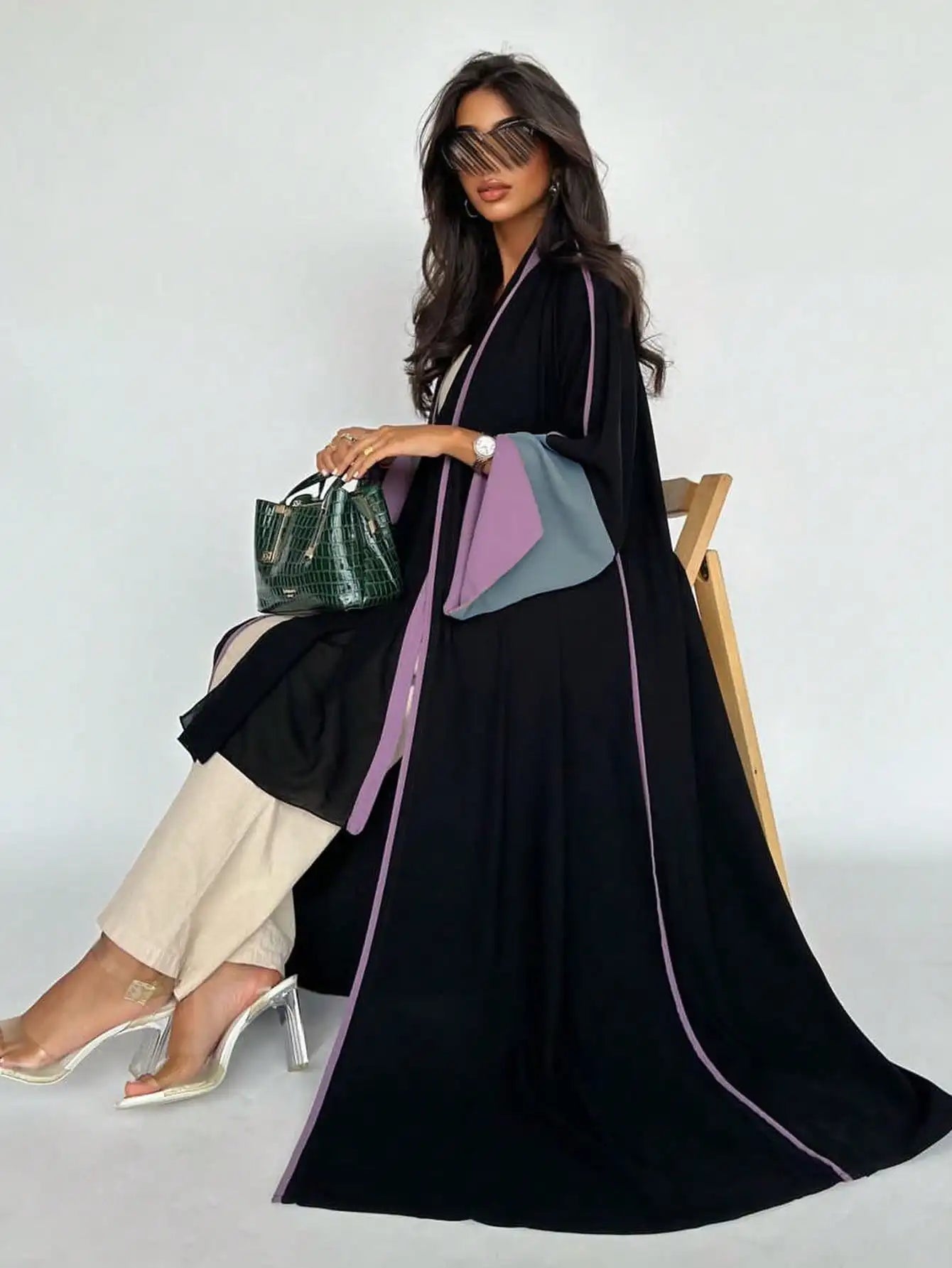 Middle Eastern Open Front Abaya – Full Sleeve Robe | AbayaVida